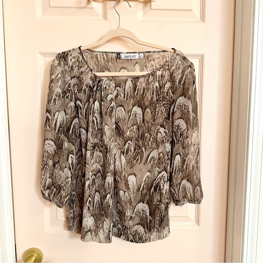 Brown semi sheer Jennifer Lopez top